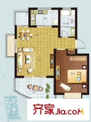 鰲山名苑多層F1戶(hù)型 1室2廳1衛(wèi)1廚