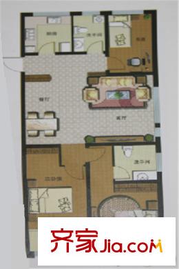 硅谷專家公館南區(qū)1、2#邊戶A戶型 3室2廳2衛(wèi)1廚