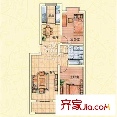 青建景苑戶型圖B4戶型 2室2廳1衛(wèi)1廚
