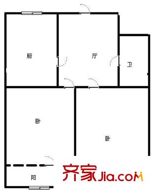南九水路小區(qū)戶型圖2室戶型圖 2室1廳1衛(wèi)1廚