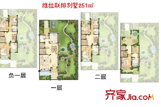 青島海信依云小鎮(zhèn)維拉聯(lián)排別墅251平方米 7室4廳6衛(wèi)1廚