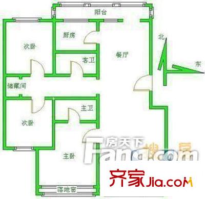 江南花園 戶型圖 三居