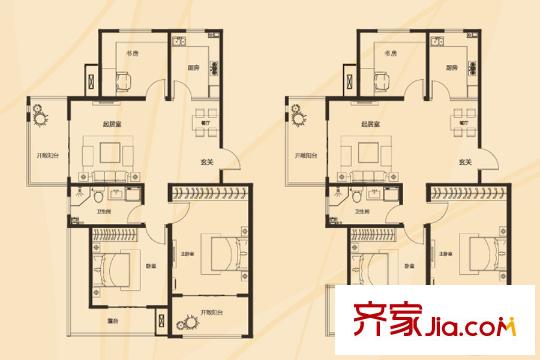 銀盛泰星河城四期洋房6#-15#2層-5層E/F戶型 3室2廳1衛(wèi)1廚