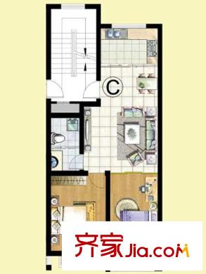萬德德盛苑多層標(biāo)準(zhǔn)層C戶型 2室2廳1衛(wèi)1廚