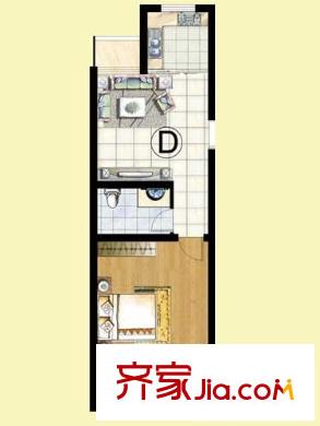 萬德德盛苑多層標(biāo)準(zhǔn)層D戶型 1室1廳1衛(wèi)1廚