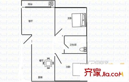興寶苑戶型圖2室戶型圖 2室2廳1衛(wèi)1廚