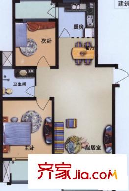 天福綠洲戶型圖2室2廳2衛(wèi)