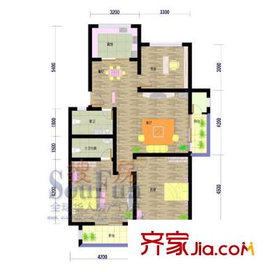 水青木華二期戶型圖3室2廳2衛(wèi)