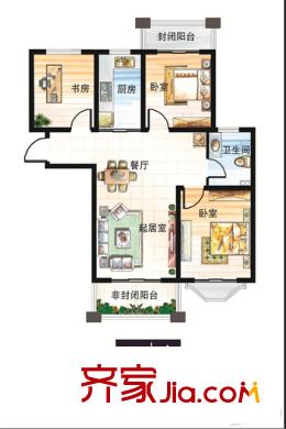 山水新城二期81#91#96#A戶型 2室2廳1衛(wèi)1廚