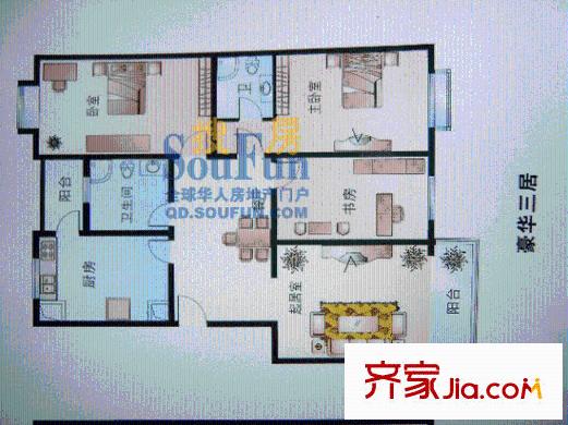 春陽廣場戶型圖3室2廳2衛(wèi)1廚
