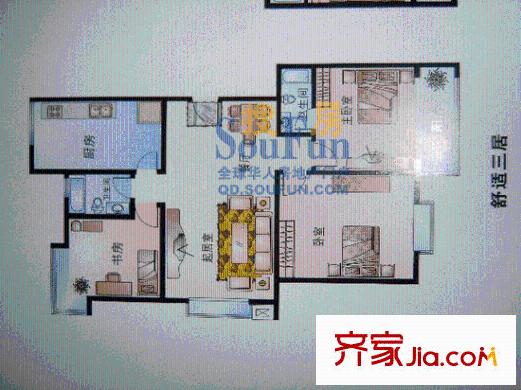 春陽(yáng)廣場(chǎng)戶型圖3室2廳2衛(wèi)1廚