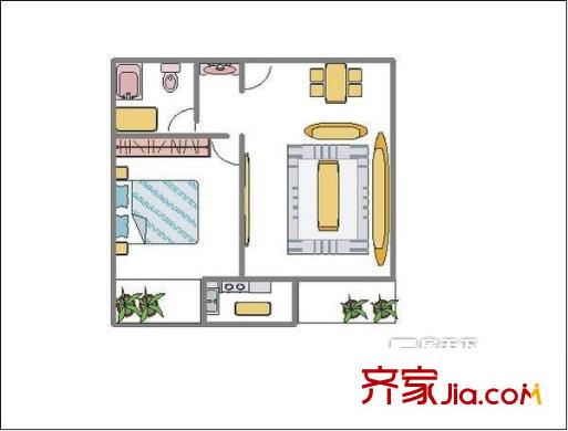 寶龍酒店式公寓戶型圖1室戶型圖 1室1廳1衛(wèi)1廚