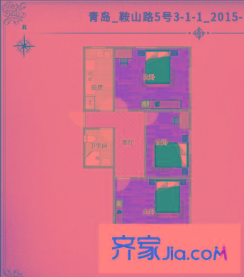 鞍山路小區(qū) 3室 戶型圖