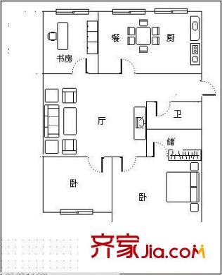 亞麥花園 3室 戶型圖