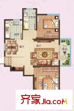 海信花伴里1#、2#、4#東戶和西戶C1戶型 2室2廳1衛(wèi)1廚