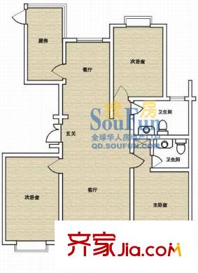 新城水岸府邸戶型圖3室2廳2衛(wèi)1廚