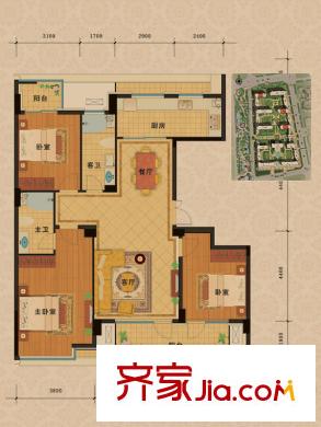 綠城春曉苑戶(hù)型圖6、7、11號(hào)樓J戶(hù)型3室2廳2衛(wèi)1廚 146.00平方米 3室2廳2衛(wèi)1廚
