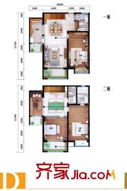 澤潤世家公館1號樓標準層D戶型 4室2廳3衛(wèi)1廚
