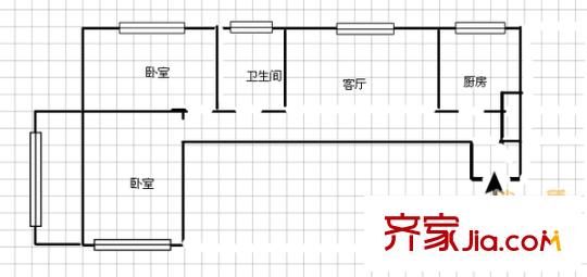 康儲山莊二期景泰尚都2室 戶型圖