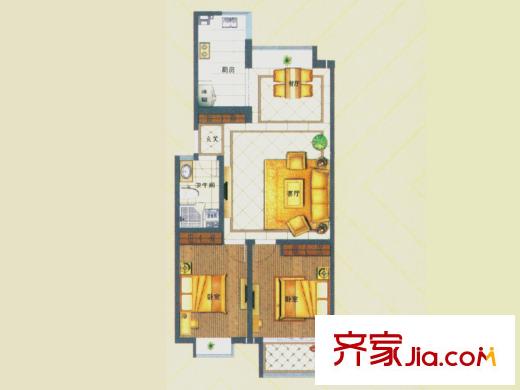 良辰美景二期戶型圖C戶型 2室2廳1衛(wèi)1廚