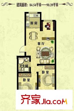 吉上太和城A戶型圖 3室2廳1衛(wèi)1廚