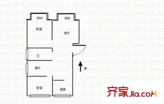 世家花園 2室 戶型圖