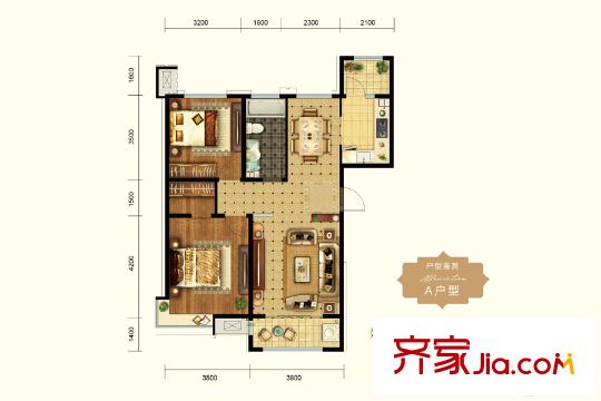 錦繡河山1-4#A戶型 2室2廳1衛(wèi)1廚
