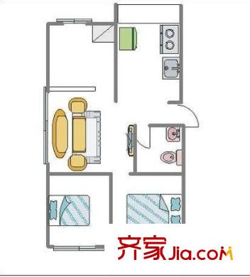 宏業(yè)小區(qū)2室 戶型圖