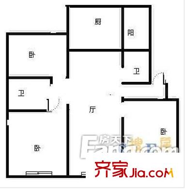 華海嘉園戶型圖3室 戶型圖 3室2廳2衛(wèi)1廚