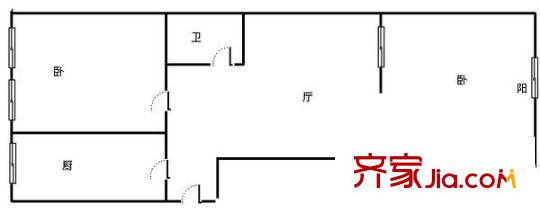 國棉五廠宿舍 2室 戶型圖