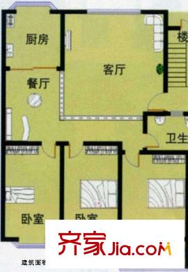 竹苞花園戶型圖D 3室2廳1衛(wèi)1廚