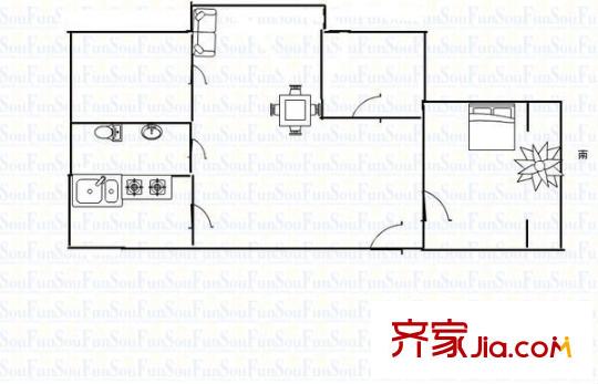 延安一路小區(qū) 2室 戶型圖