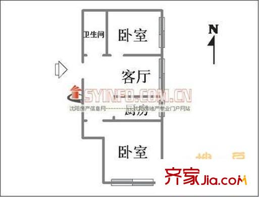 延安一路小區(qū) 2室 戶型圖