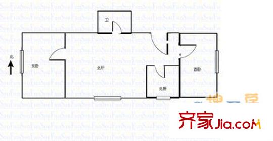延安一路小區(qū) 2室 戶型圖