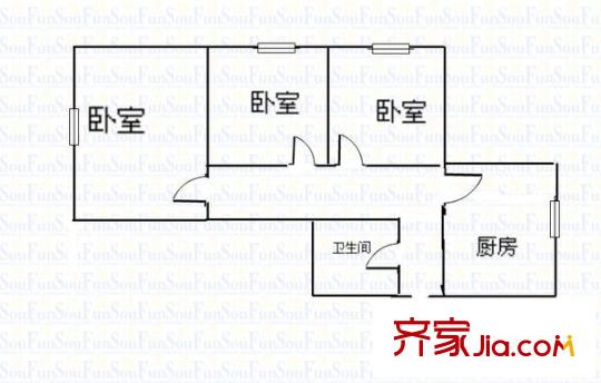 延安一路小區(qū) 2室 戶型圖