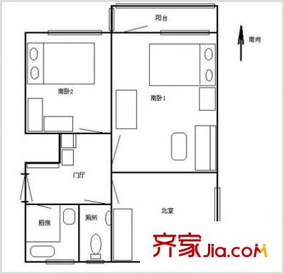 威海路步行街二期 2室 戶型圖