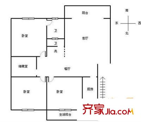 威海路步行街二期 3室 戶型圖