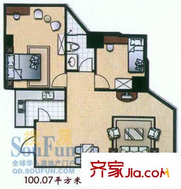 銀河金星戶型圖2室1廳1衛(wèi)1廚