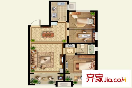 秀蘭禧悅都7、8號樓東西向D戶型 3室2廳2衛(wèi)1廚
