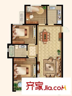 秀蘭禧悅都1#2#2單元西戶A2戶型 3室2廳1衛(wèi)1廚