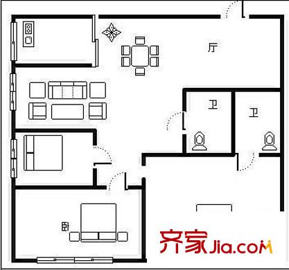 櫸林花園 3室 戶型圖