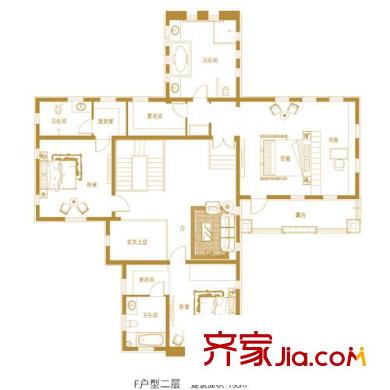 青建香根溫泉墅戶型圖1#F-戶型二層 3室1廳3衛(wèi)