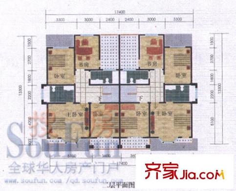 相府別墅戶型圖2層 3室
