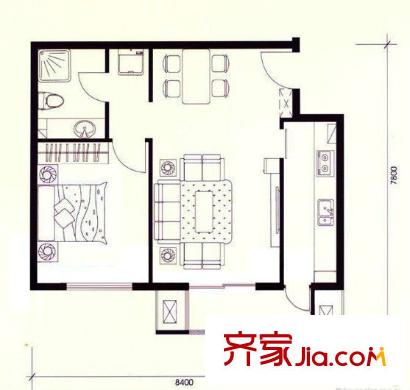 岳都海景公寓岳都海景公寓 1室 戶型圖