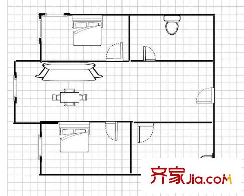 岳都海景公寓 2室 戶型圖