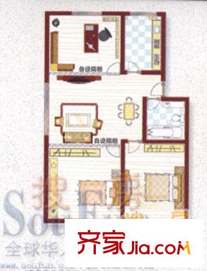學(xué)府康庭戶型圖3室1廳1衛(wèi)