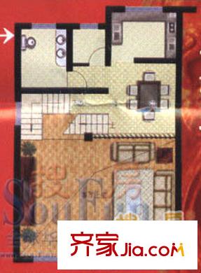 山水景園別墅戶型圖別墅戶型夾層 1室1廳1衛(wèi)1廚