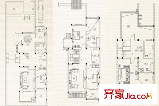一山一墅戶型圖s3戶型 4室3廳3衛(wèi)1廚