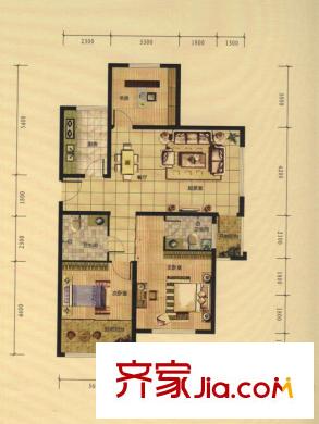 盛世美邦1期3號樓E戶型圖 3室2廳2衛(wèi)1廚