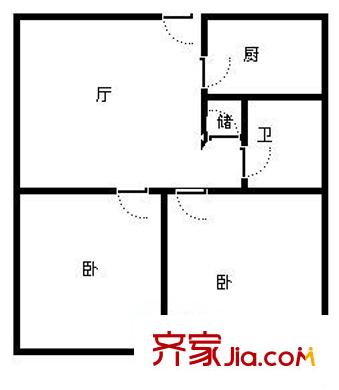 漢口路小區(qū)戶型圖2室戶型圖 2室1廳1衛(wèi)1廚